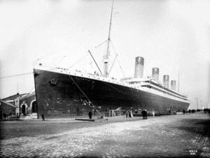 Port bow view in Thompson Graving Dock while under repair