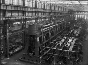 Main engines finished, in engine works (engine for 436 'Justica' in foreground)