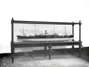 Starboard stern near profile of cased builder's model