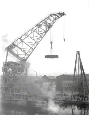 Sequence showing erection and testing of 200 ton floating crane