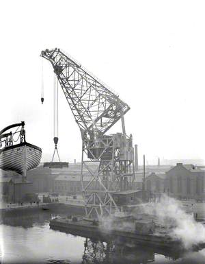 Sequence showing erection and testing of 200 ton floating crane