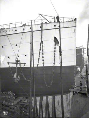 Starboard bow profile on No. 6 slip, South Yard, prior to launch