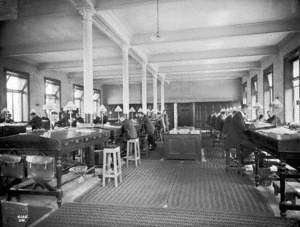 Old counting house interior, with clerks