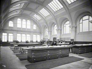 Admiralty D. Office, interior, with clipper-stem half model on table, 'Enchantress' (360)
