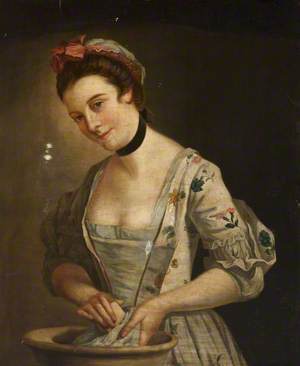 A Lady's Maid Soaping Linen