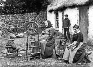 Carding Wool and Spinning with a Castle Wheel, Co. Antrim