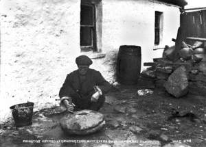 Primitive Method of Grinding Corn with Quern on Inishmurray Island