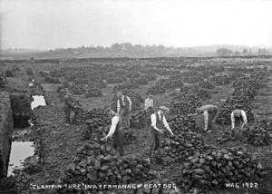 'Clamping Turf' in a Fermanagh Peat Bog
