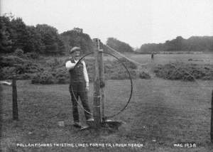 Pollan Fishers Twisting Lines for Nets, Lough Neagh