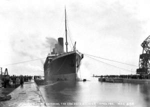 The 'Olympic' Entering the Era Dock, Belfast, 1st April 1911