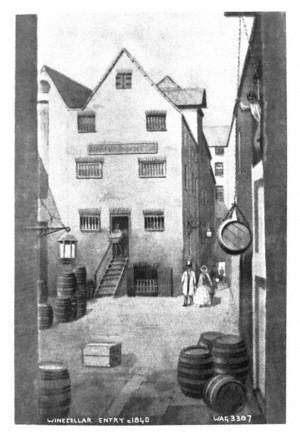Untitled (engraving of Winecellar Entry, Belfast in the 1840s)