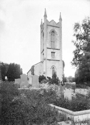 Untitled (a low view of a church from the graveyard, Donaghmore, Newry area)