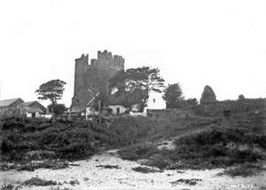 Untitled (a view of Kilclief castle and surrounding buildings obscuring the castle)