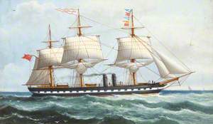 The Three-Masted Steam Sailing Vessel 'Sam Cairns' on Passage