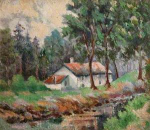 Wooded River Landscape with Cottage