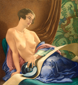 Nude with Blue Coverlets and a Glass Ball