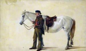 Grey Horse Led by a Scotsman