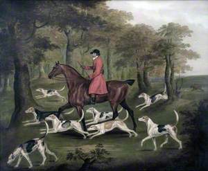 A Huntsman and Fox Hounds, Entering a Wood