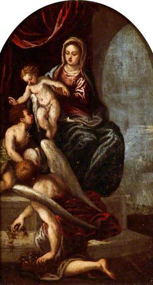 Madonna and Child Enthroned with the Infant Saint John and an Angel