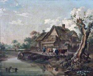 Landscape with a Cottage and a Herdsman Driving Cattle 