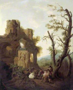 Classical Ruins with Peasants and Goats