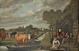 Landscape with a Cow in a Boat