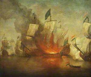 The Burning of HMS 'Royal James' at the Battle of Solebay, 28 May 1672