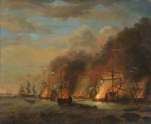 Destruction of the 'Soleil Royal' at the Battle of La Hogue, 23 May 1692