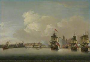 HMS 'Monmouth' Burning the French Frigate 'Rose', 1 July 1758