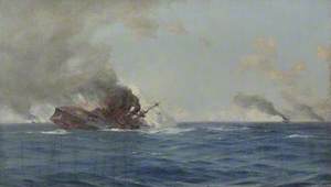 Sinking of 'The Scharnhorst' at the Battle of the Falkland Islands, 8 December 1914