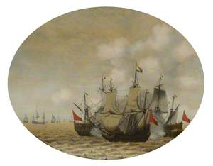 A Dutch Ship Engaged with Two Spanish Ships