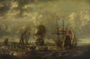 Dutch Men-of-War and Fishing Boats in Harbour