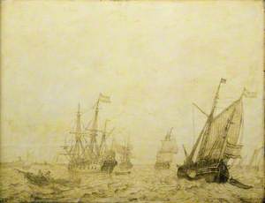 A Wijdschip and Other Vessels off a Harbour