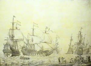 Dutch Ships Coming to Anchor near the Shore