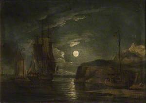 Moonlight: A Ship Becalmed Near the Shore