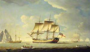 A Whaler and Other Vessels in a Light Breeze