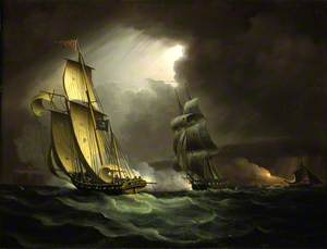 A Smuggling Lugger Chased by a Naval Brig