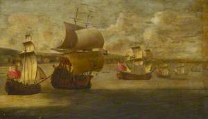 A Man-of-War and Other Vessels in the Thames