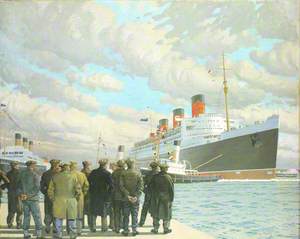 The Passenger Liner 'Queen Mary' Arriving at Southampton, 27 March 1936