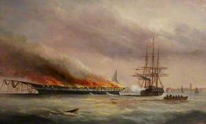 Burning of the Troopship 'Eastern Monarch' at Spithead, June 1859