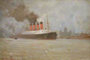 The Steamship 'Lusitania' in the Mersey, November 1907