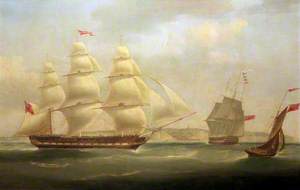 The East Indiaman 'Roxburgh Castle' with the Ship 'Sir Edward Paget' off Dover