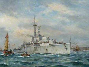 HMS 'Amethyst' Arriving at Hong Kong, 3 August 1949
