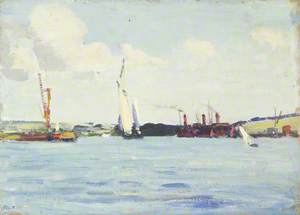 Barges and Other Shipping in an Estuary