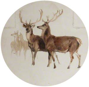 Deer in a Landscape (Studies of Deer)