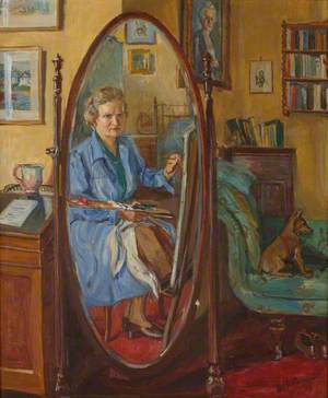 Seated Self Portrait, Shown in a Cheval Dressing Mirror