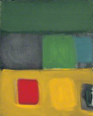 Small Red Square with Green and Yellow