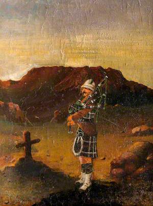 Pipe Major James Mackay Playing at the Grave of Major N. C. Orr, DSO, and Major F. Anderson, DSO, MC