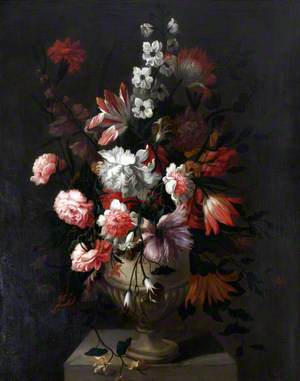 A Metal Vase of Flowers