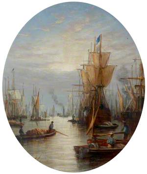 A London River Scene with Shipping